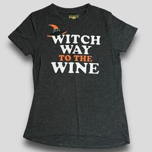 MODERN LUX Y2K VIBES BABY BABYDOLL T-SHIRT WITCH WAY TO THE WINE GRAY - XS